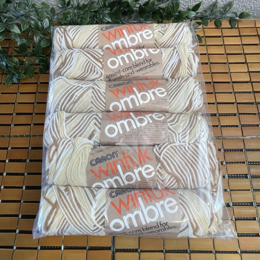 Lot of 6 Vintage Caron Wintuk Ombre Yarn Driftwood 3575 Dye Lot 230664 22 oz NOS